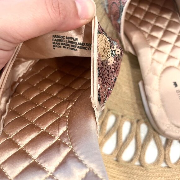 Birdies The Dove Women's Sequin Slip On Floral Slippers Pink Metallic Size 9 - Picture 10 of 11